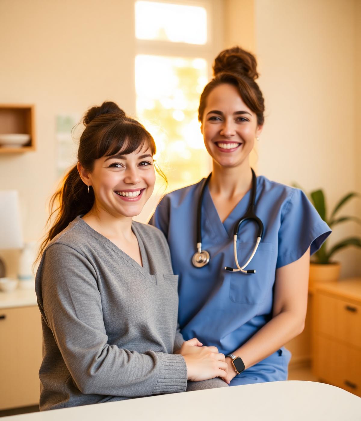 Sunshine Pediatrics provider smiling with a parent and child in a warm boutique office